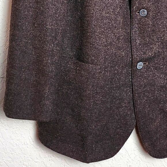 Vintage J Crew 90s Mens Oarsman Wool Alpaca Blazer Jacket Brown Size M Tall - Picture 4 of 8